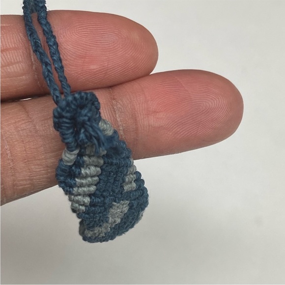 Handmade Boys Blue and Grey Macrame Hemp Bracelet - Picture 5 of 15